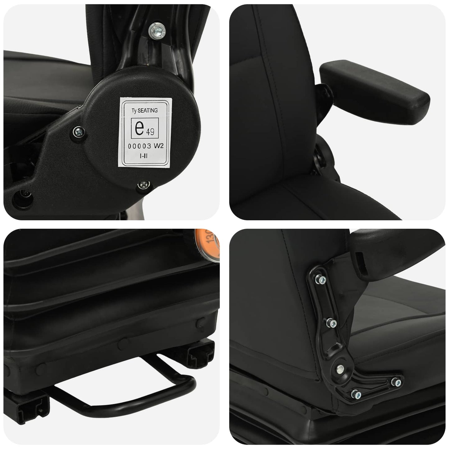 Sedile per trattore con sospensione Nero 56 x 57 x 87 cm | homemem39