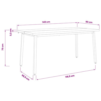 Tavolo da pranzo quadrato 140 x 90 x 75 cm Naturale | homemem39