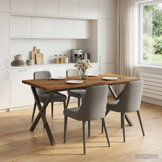 Tavolo da pranzo con bordo vivo 160 x 80 x 75 cm Naturale
