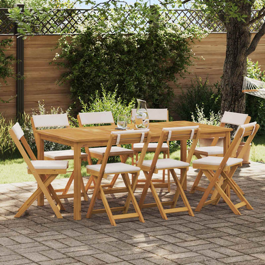 Sedie Bistro da Giardino 8 pz Naturale e Bianco Crema