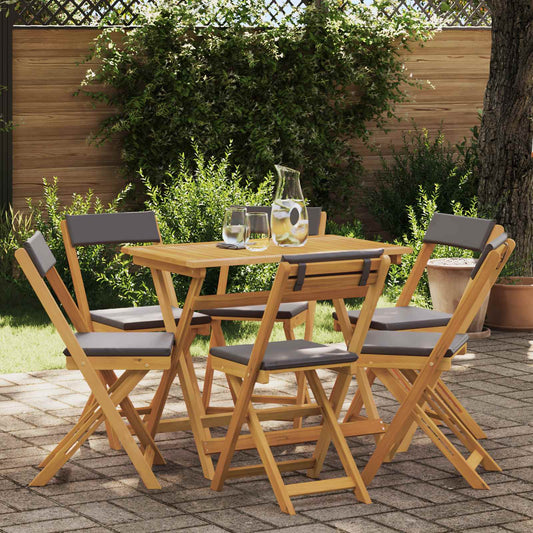 Sedie Bistro da Giardino 6 pz Naturale e grigio scuro