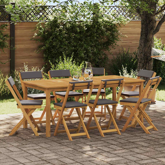Sedie Bistro da Giardino 8 pz Naturale e grigio scuro