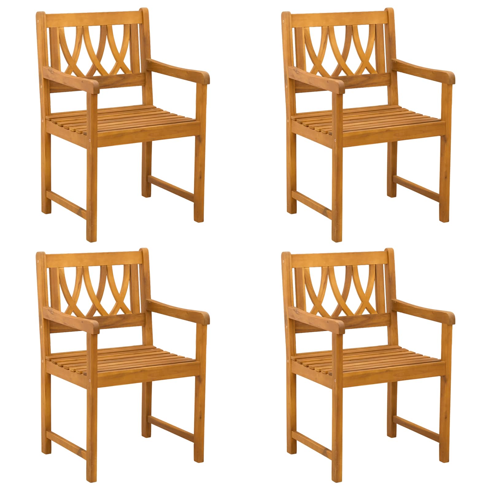 Sedie da giardino 4 pcs Naturale Legno di Acacia Massello | homemem39