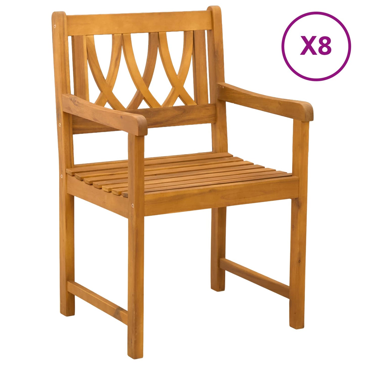 Sedie da giardino 8 pcs Naturale Legno di Acacia Massello | homemem39