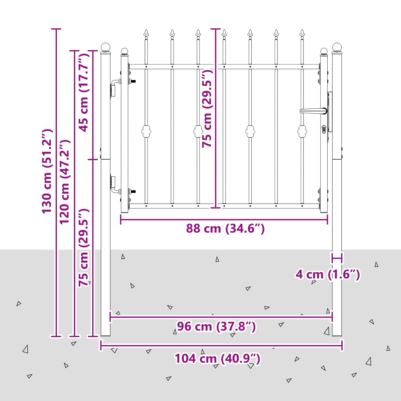 Cancello per recinzione HORST 100 x 75 cm Metallo Nero | homemem39