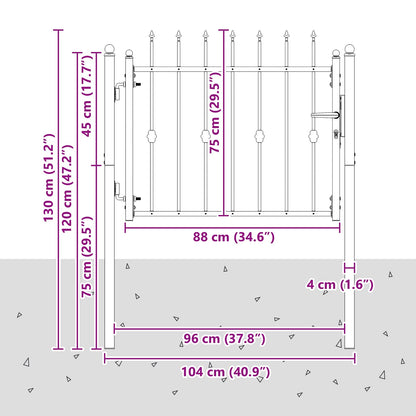Cancello per recinzione HORST 100 x 75 cm Metallo Nero | homemem39