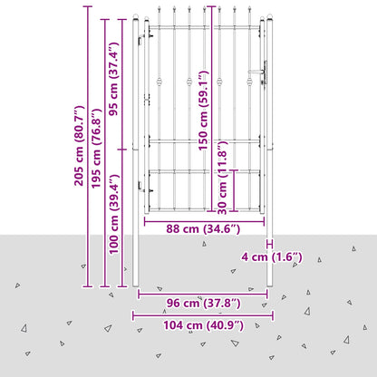 Cancello per recinzione HORST 100 x 150 cm Metallo Nero | homemem39