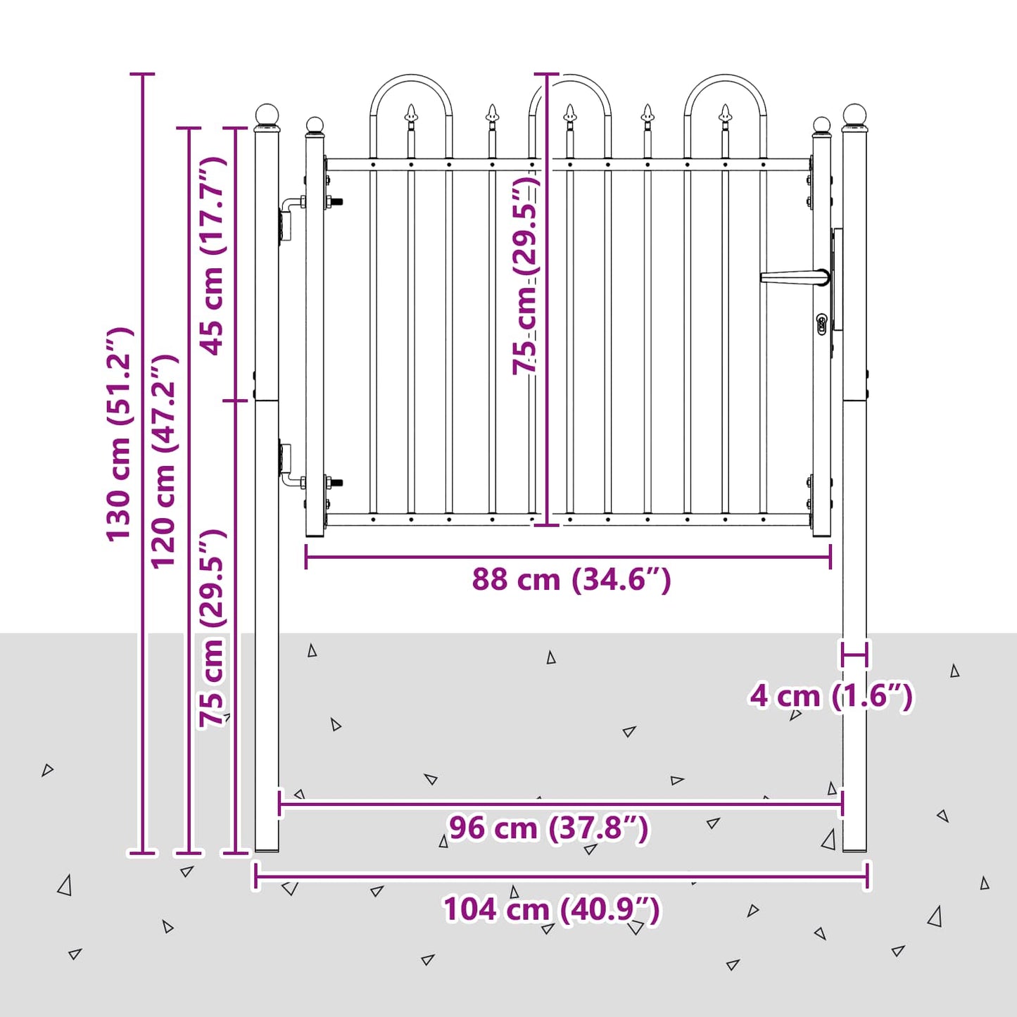 Cancello per recinzione HORST 100 x 75 cm Metallo Nero | homemem39