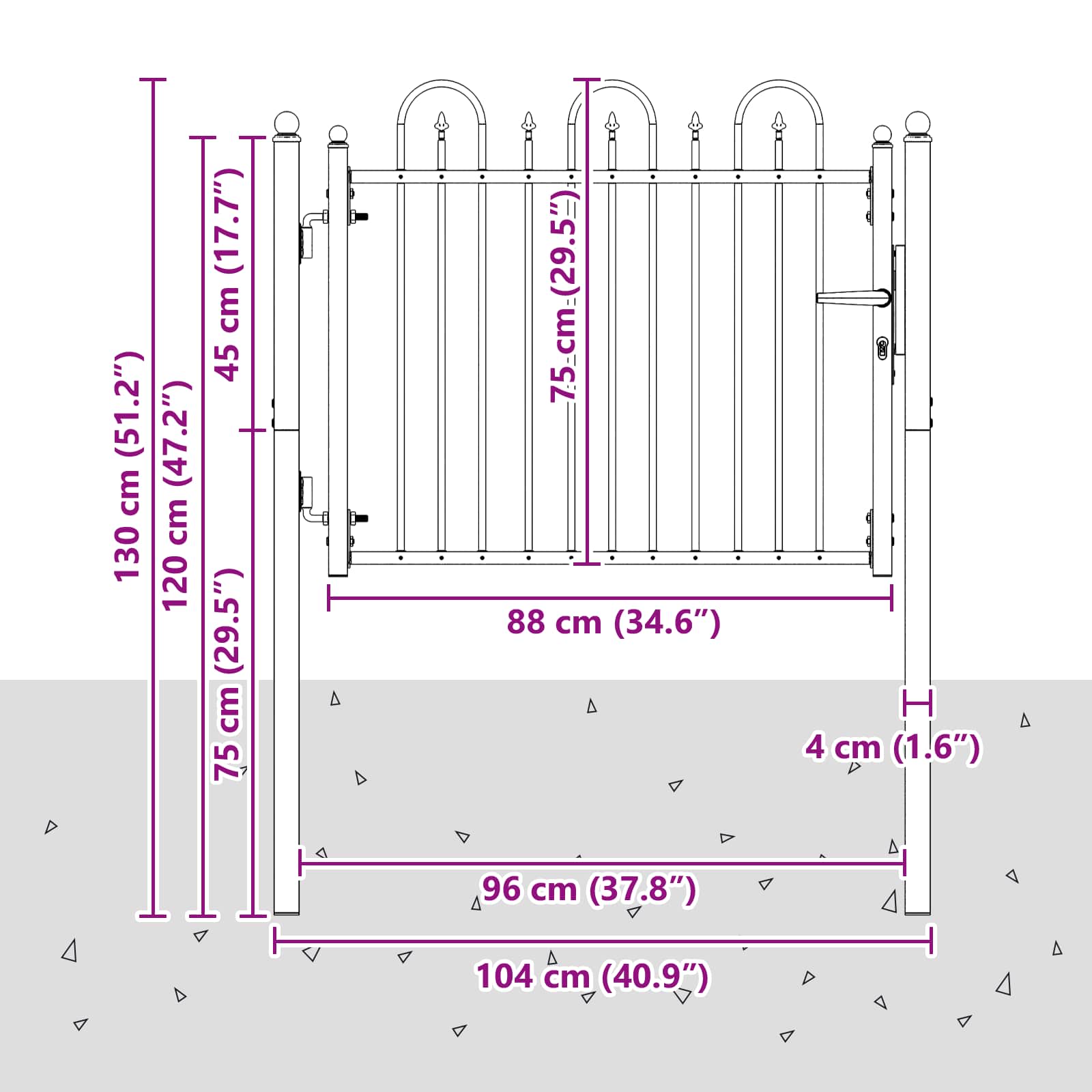 Cancello per recinzione HORST 100 x 75 cm Metallo Nero | homemem39