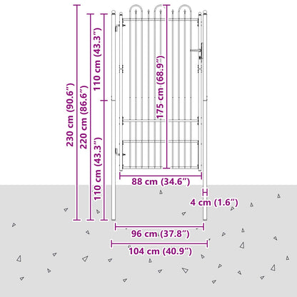 Cancello per recinzione HORST 100 x 175 cm Acciaio Nero | homemem39