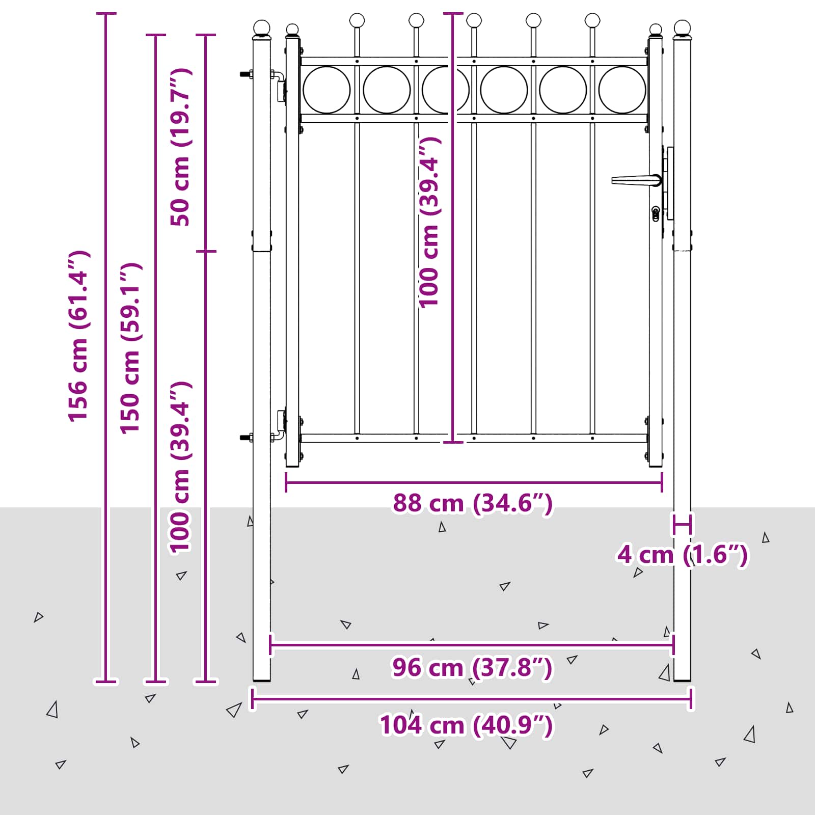 Cancello per recinzione HORST 100 x 100 cm Metallo Nero | homemem39