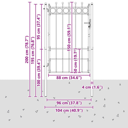 Cancello per recinzione HORST 100 x 150 cm Metallo Nero