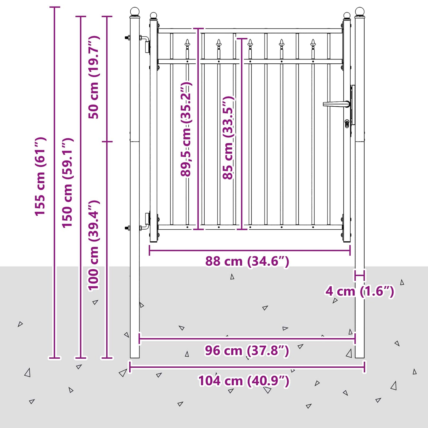 Cancello per recinzione HORST 100 x 100 cm Metallo Nero | homemem39