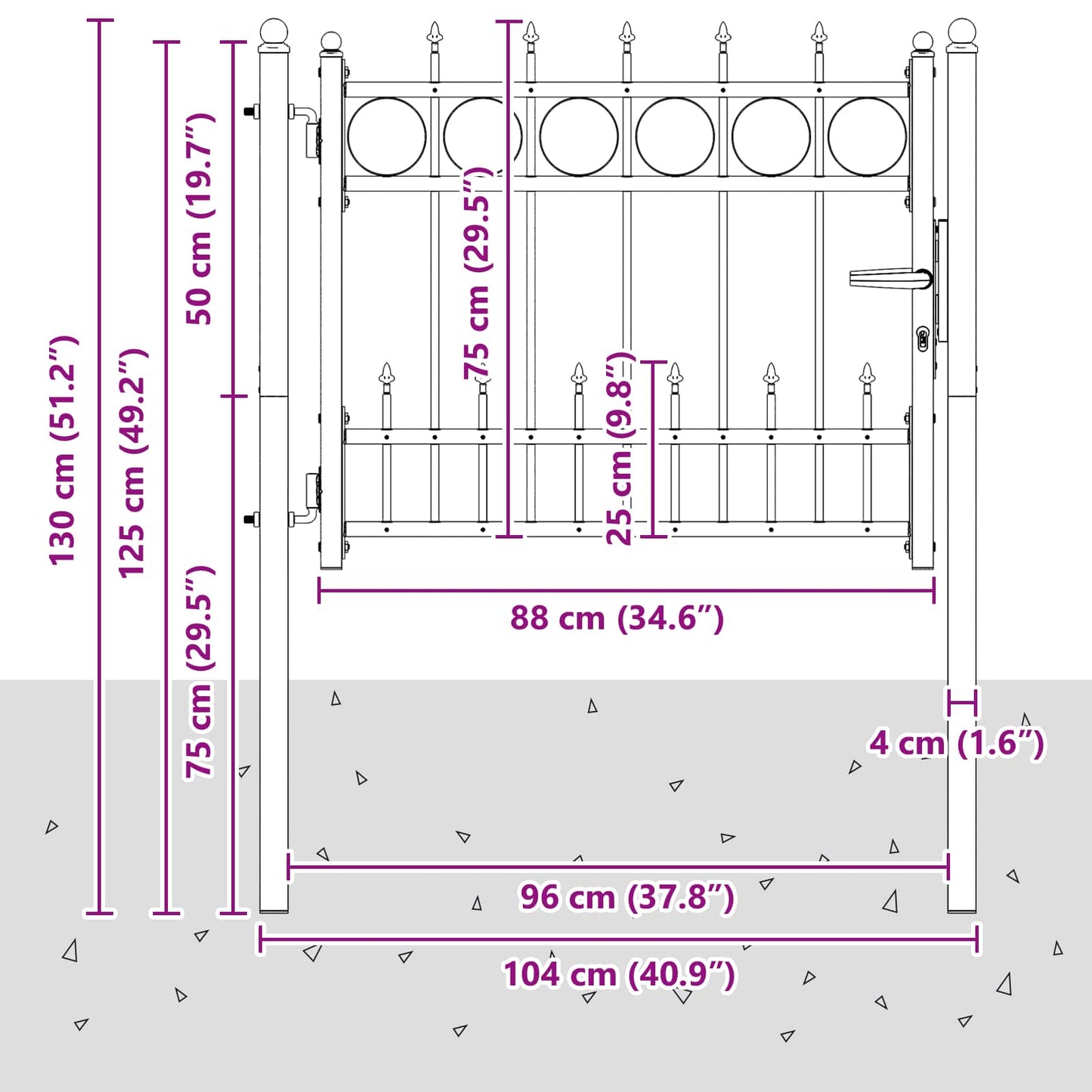 Cancello per recinzione HORST 100 x 75 cm Metallo Bloccabile | homemem39