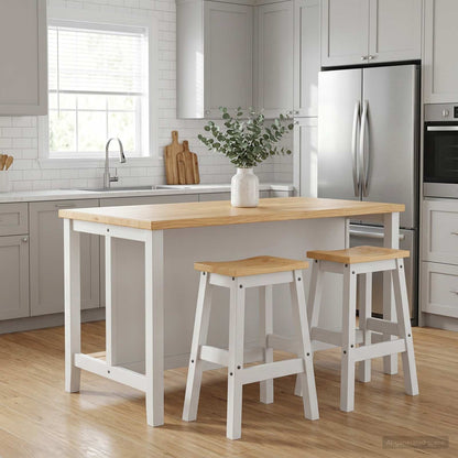 Sgabello da bar 2 pz Bianco e Cera di Miele 44 x 30 x 63 cm