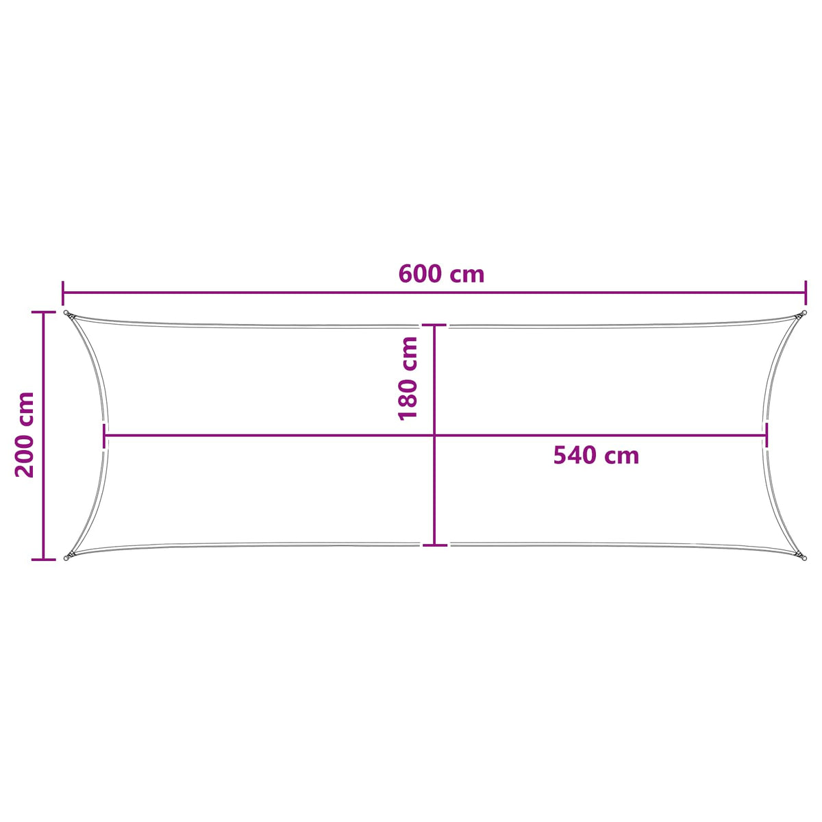 Telo Ombra Rettangolare 2 x 6 m HDPE Giallo