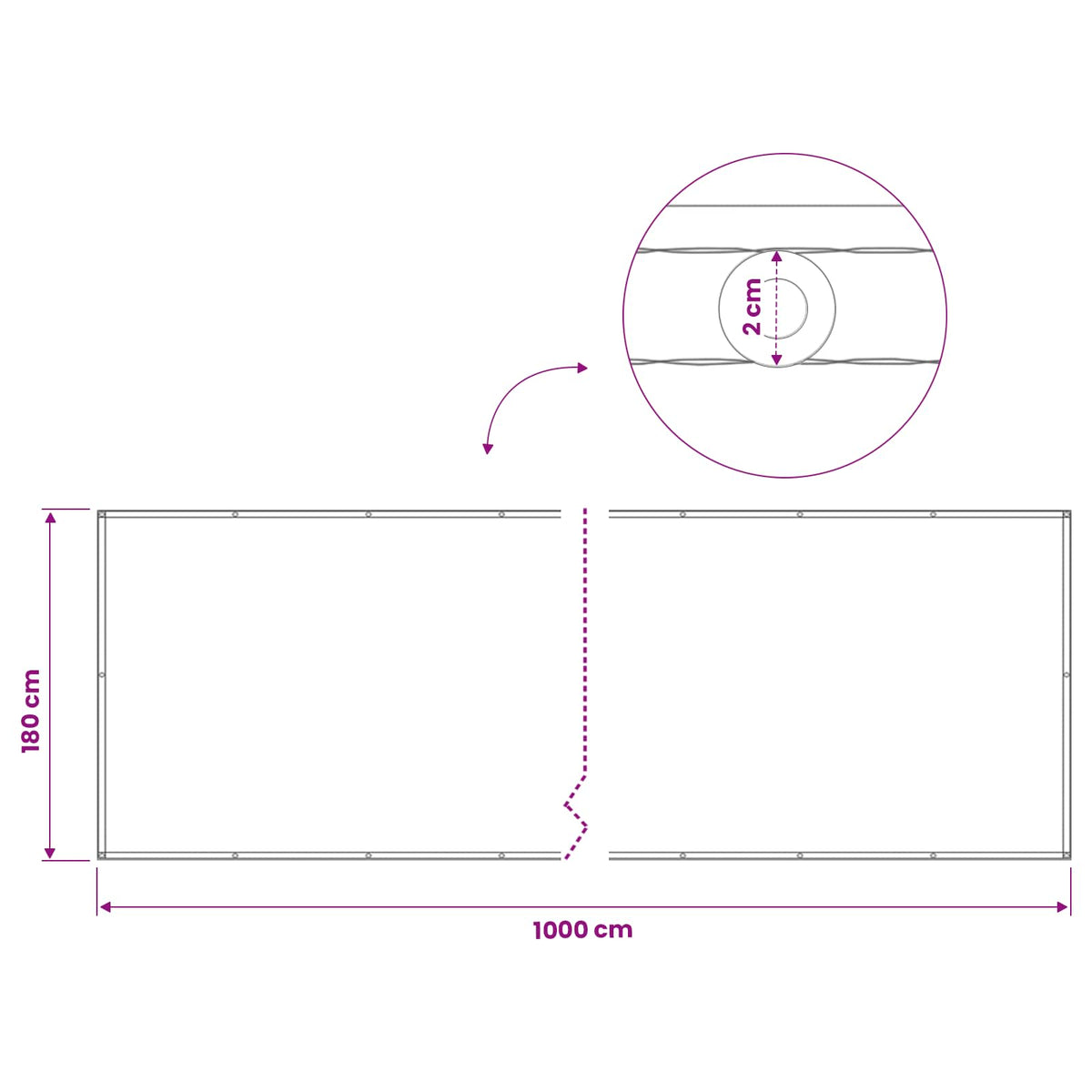 Schermo di Privacy per Balcone 180 x 1000 cm Polyester Sabbia
