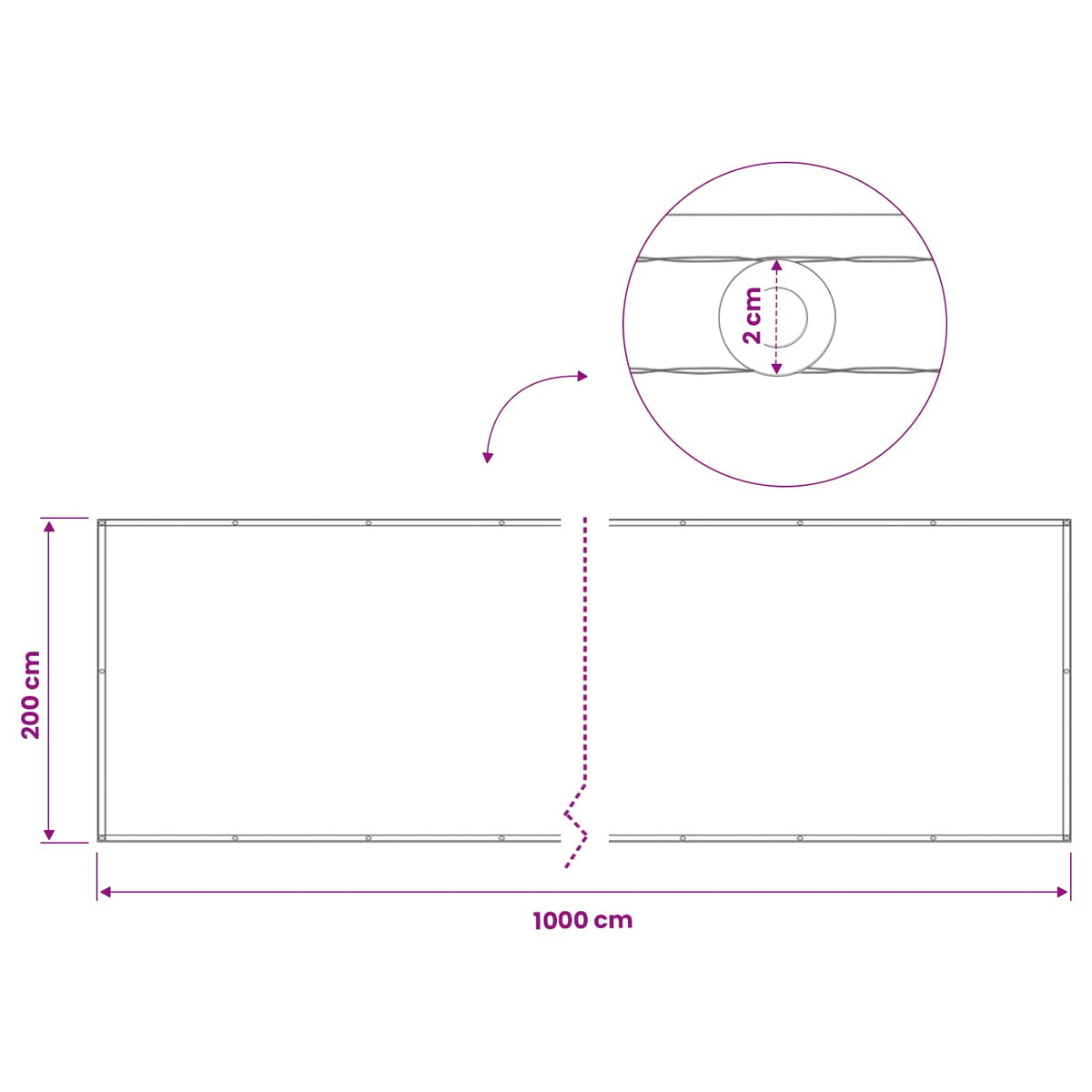 Schermo di Privacy per Balcone 200 x 1000 cm | homemem39