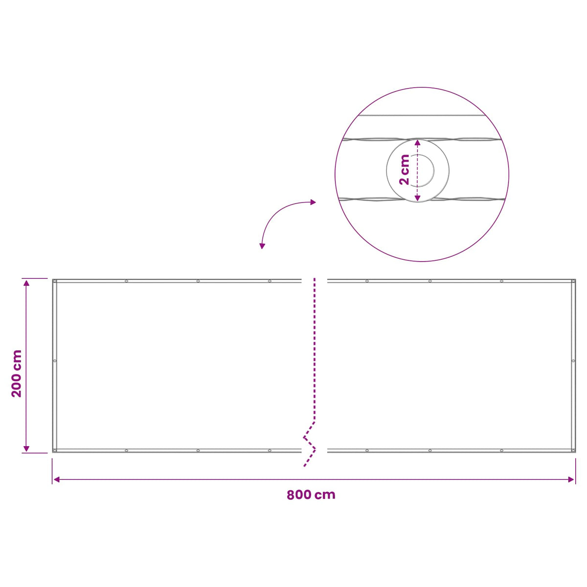 Schermo di Privacy per Balcone 200 x 800 cm | homemem39