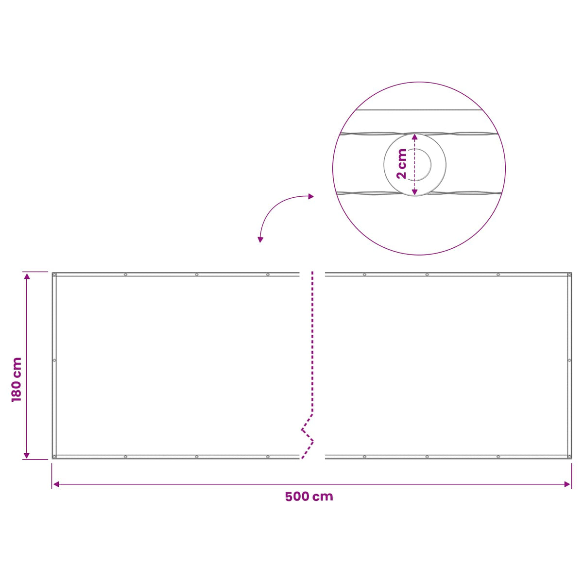 Schermo di Privacy per Balcone 180 x 500 cm Polyester