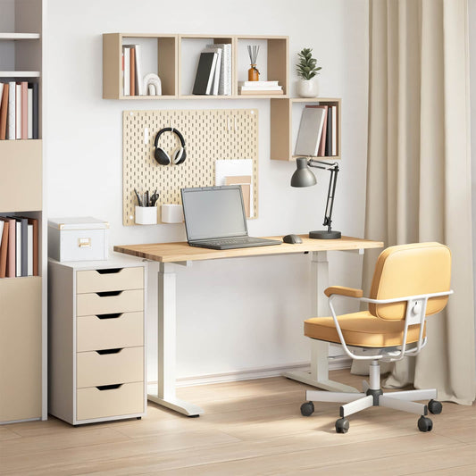 Scrivania con archiviazione Bianco e Naturale 120 x 60 cm | homemem39