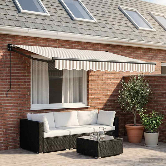 Tenda retrattile Grigio chiaro e bianco 3,5 x 2,5 m | homemem39