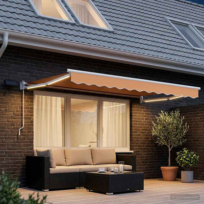 Tenda retrattile manuale con LED Sabbia | homemem39