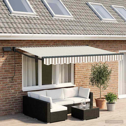 Tenda retrattile manuale con LED Grigio chiaro e bianco | homemem39