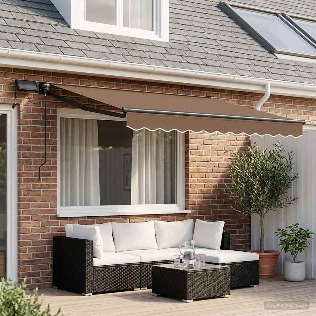 Tenda retrattile manuale con LED Tortora | homemem39