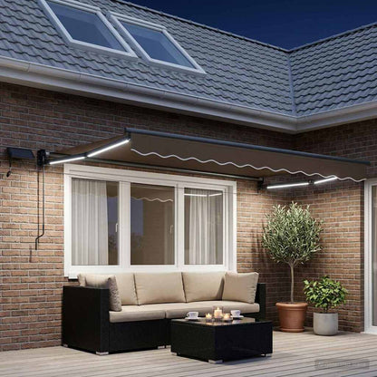Tenda retrattile manuale con LED Tortora