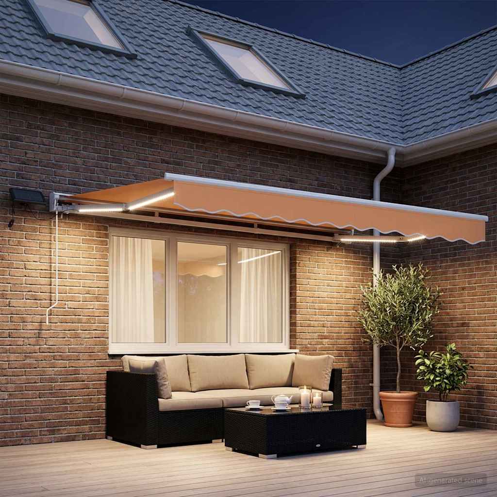 Cornice per Tenda Manuale con LED Sabbia 3 x 2,5 m | homemem39