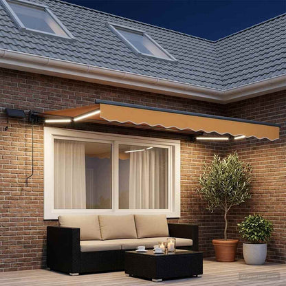 Cornice per Tenda Manuale con LED Sabbia 3,5 x 2 m | homemem39