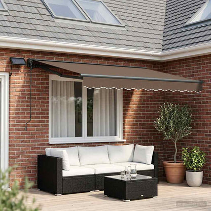 Cornice per Tenda Manuale con LED Tortora 3,5 x 2 m | homemem39