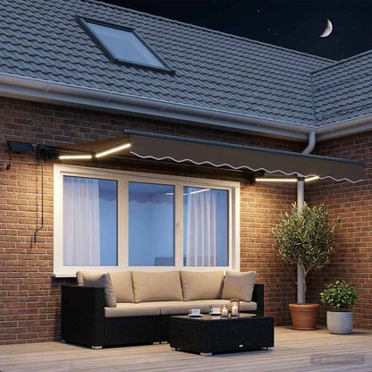 Cornice per Tenda Manuale con LED Tortora 3,5 x 2,5 m | homemem39
