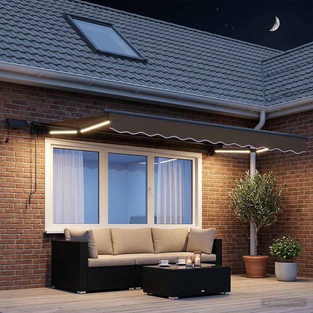 Cornice per Tenda Manuale con LED Tortora 3 x 2 m | homemem39