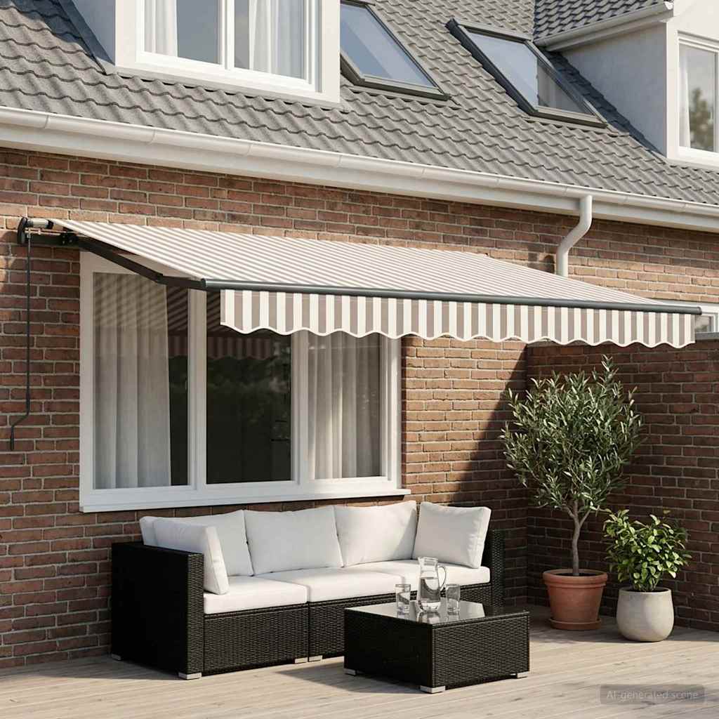 Tenda retrattile Grigio chiaro e bianco 300 x 250 cm | homemem39