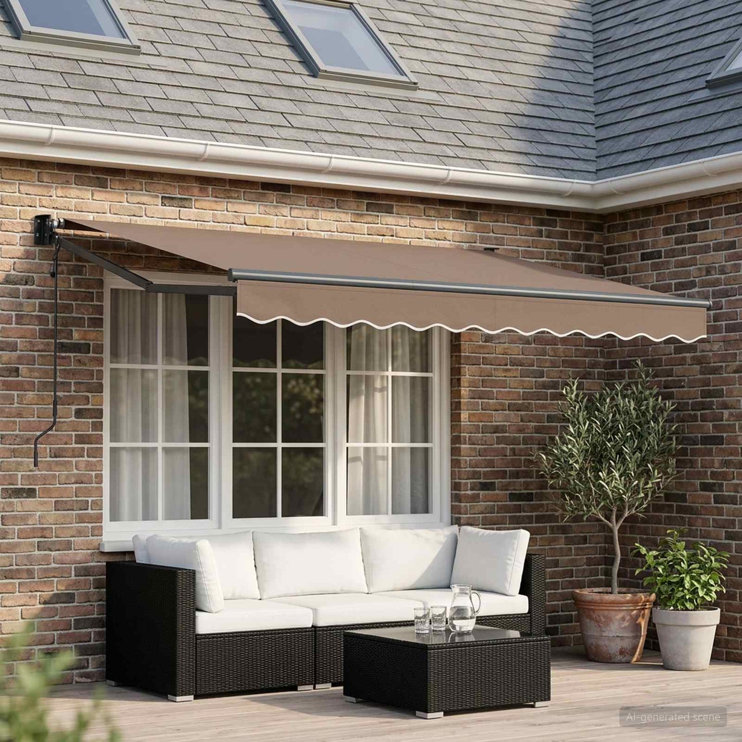 Tenda retrattile Tortora 3,5 x 2 m Poliestere e Metallo
