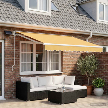 Cornice per Tenda Manuale con LED Sabbia 3,5 x 2 m