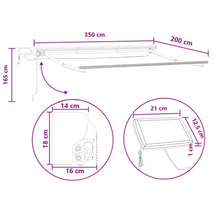 Cornice per Tenda Manuale con LED Tortora 3,5 x 2 m