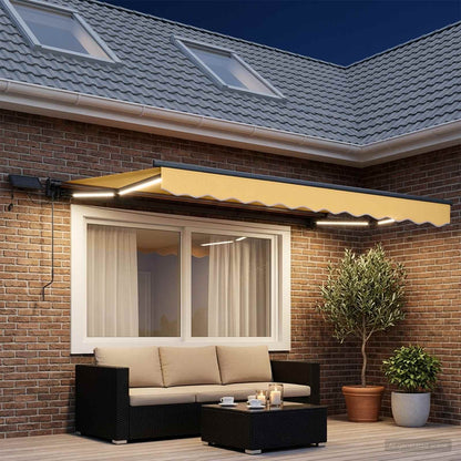 Cornice per Tenda Manuale con LED Sabbia 3,5 x 2 m
