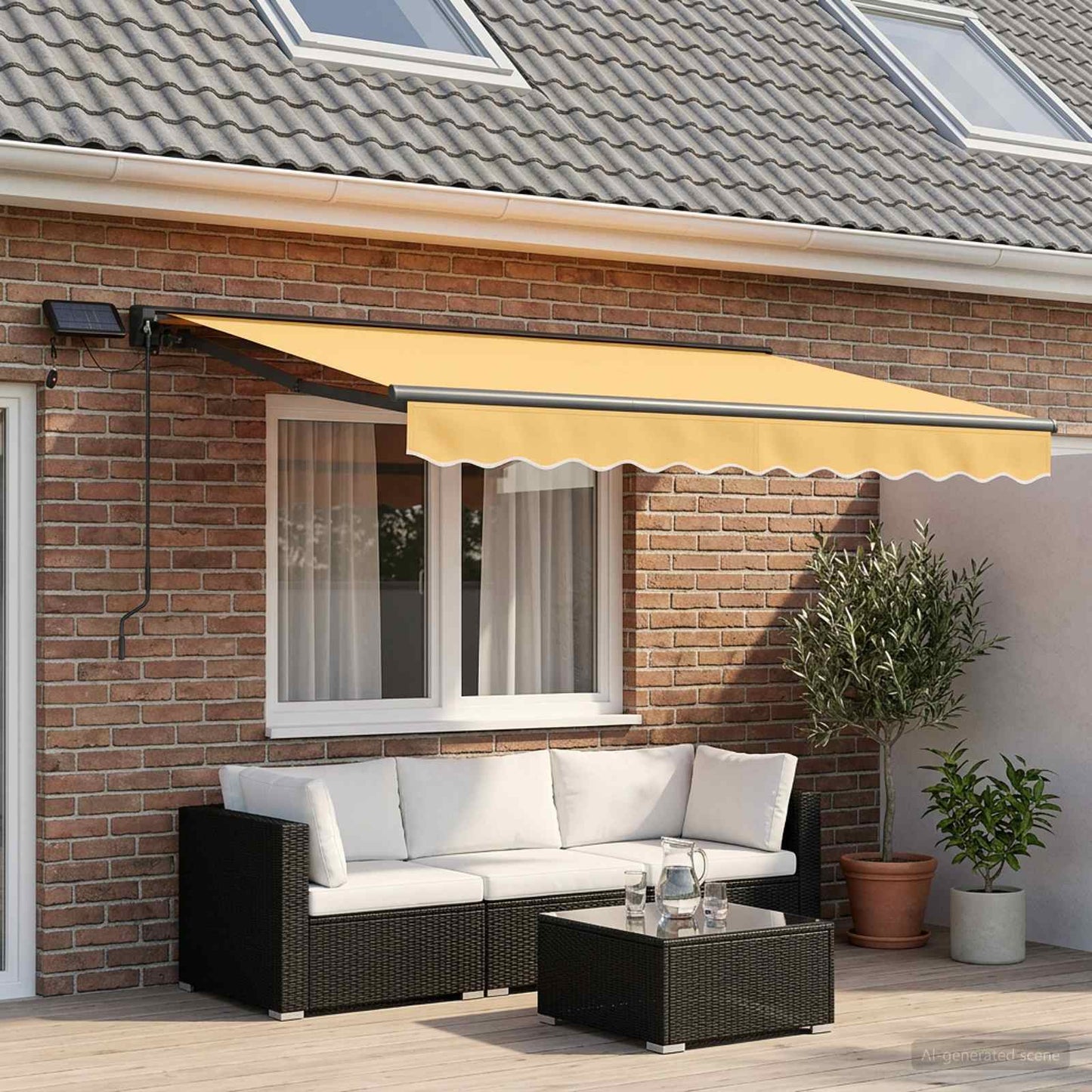 Cornice per Tenda Manuale con LED Sabbia 3,5 x 2 m