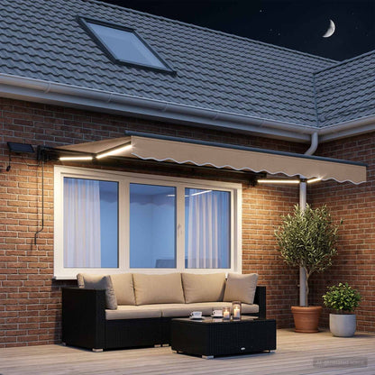 Cornice per Tenda Manuale con LED Tortora 3,5 x 2 m