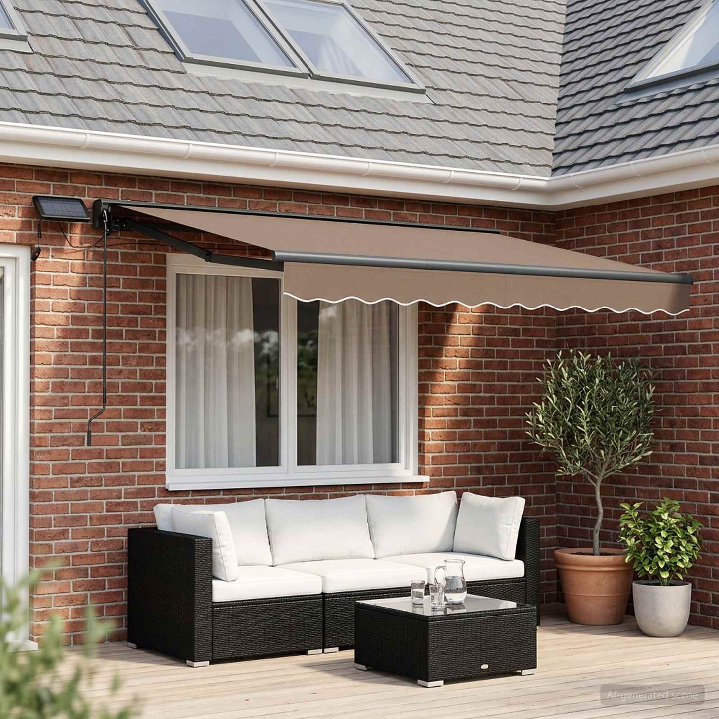 Cornice per Tenda Manuale con LED Tortora 3,5 x 2 m