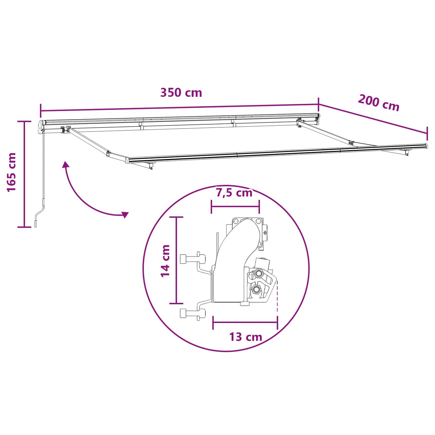 Tenda Retrattile Tortora 3,5 x 2 m Tessuto | homemem39