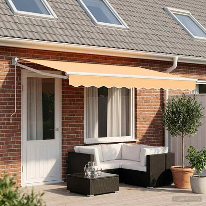 Tenda retrattile Sabbia 4,5 × 3 m 100% Poliestere e Alluminio | homemem39