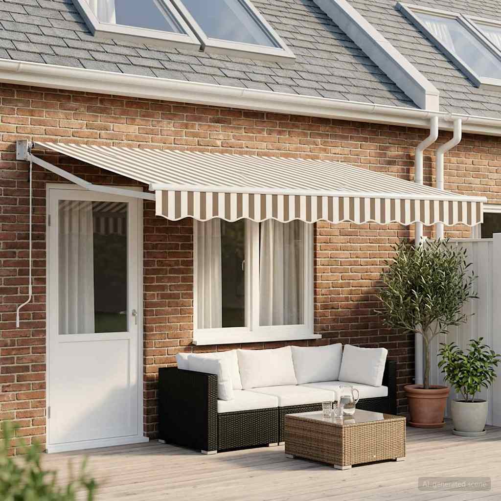 Tenda retrattile Grigio chiaro e bianco 4,5 × 3 m | homemem39