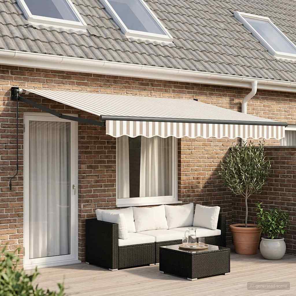 Tenda retrattile Grigio chiaro e bianco 4 × 3 m | homemem39