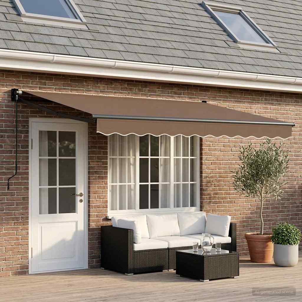 Tenda retrattile Tortora 5 x 3 m 100% Poliestere e Alluminio | homemem39