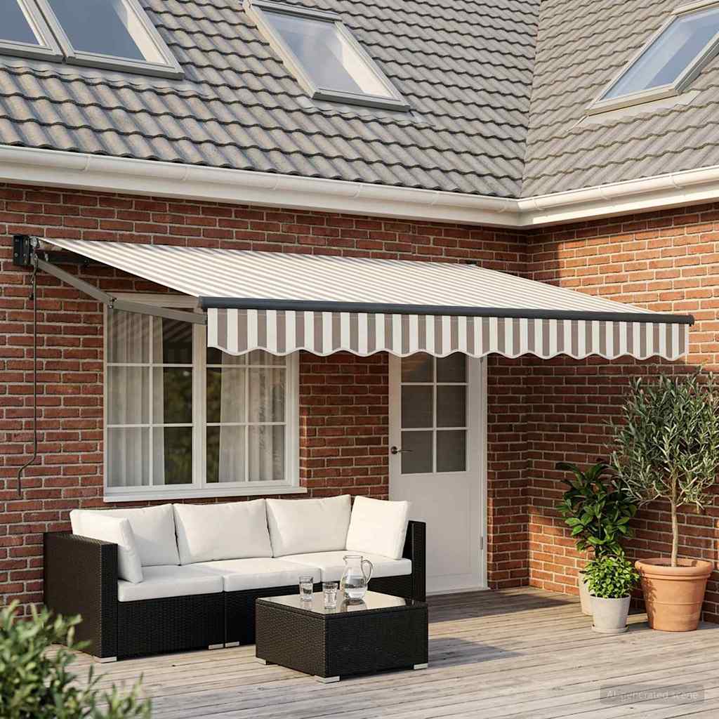 Tenda retrattile Grigio chiaro e bianco 4 × 3 m | homemem39