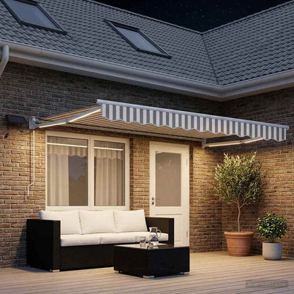 Tenda retrattile manuale con LED Grigio chiaro e bianco | homemem39